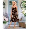 Zeagoo Women 2026 Summer Adjustable Spaghetti Strap Sundress Casual Ruched Floral V Neck Midi Flowy Beach Dress with Pockets(Black Orange Floral)