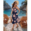 Zeagoo Women 2026 Summer Adjustable Spaghetti Strap Sundress Casual Ruched Floral V Neck Midi Flowy Beach Dress with Pockets(Black Pink Floral)
