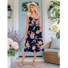 Zeagoo Women 2026 Summer Adjustable Spaghetti Strap Sundress Casual Ruched Floral V Neck Midi Flowy Beach Dress with Pockets(Black Pink Floral)
