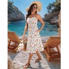 Zeagoo Women 2026 Summer Adjustable Spaghetti Strap Sundress Casual Ruched Floral V Neck Midi Flowy Beach Dress with Pockets(Colorful Floral)