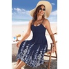 Zeagoo Women 2026 Summer Adjustable Spaghetti Strap Sundress Casual Ruched Floral V Neck Midi Flowy Beach Dress with Pockets(Navy Blue Floral)