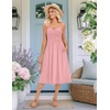 Zeagoo Women 2026 Summer Adjustable Spaghetti Strap Sundress Casual Ruched Floral V Neck Midi Flowy Beach Dress with Pockets(Pink Polka Dots)