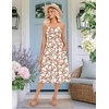 Zeagoo Women 2026 Summer Adjustable Spaghetti Strap Sundress Casual Ruched Floral V Neck Midi Flowy Beach Dress with Pockets(Pink White Floral)