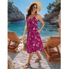 Zeagoo Women 2026 Summer Adjustable Spaghetti Strap Sundress Casual Ruched Floral V Neck Midi Flowy Beach Dress with Pockets(Wine Red Floral)
