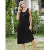 Zeagoo Women Beach Summer Midi Dress 2026 Sleeveless Casual Beachy Sundress Button Down Loose Tank Dresses with Pockets(Black)