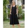 Zeagoo Women Beach Summer Midi Dress 2026 Sleeveless Casual Beachy Sundress Button Down Loose Tank Dresses with Pockets(Black)