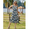Zeagoo Women Beach Summer Midi Dress 2026 Sleeveless Casual Beachy Sundress Button Down Loose Tank Dresses with Pockets(Blue Leaves)