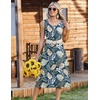 Zeagoo Women Beach Summer Midi Dress 2026 Sleeveless Casual Beachy Sundress Button Down Loose Tank Dresses with Pockets(Blue Leaves)