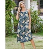 Zeagoo Women Beach Summer Midi Dress 2026 Sleeveless Casual Beachy Sundress Button Down Loose Tank Dresses with Pockets(Blue Leaves)