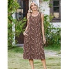 Zeagoo Women Beach Summer Midi Dress 2026 Sleeveless Casual Beachy Sundress Button Down Loose Tank Dresses with Pockets(Coffee)