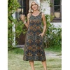 Zeagoo Women Beach Summer Midi Dress 2026 Sleeveless Casual Beachy Sundress Button Down Loose Tank Dresses with Pockets(Ethnic Blue)