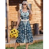 Zeagoo Women Beach Summer Midi Dress 2026 Sleeveless Casual Beachy Sundress Button Down Loose Tank Dresses with Pockets(Ethnic Navy Blue)