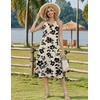 Zeagoo Women Beach Summer Midi Dress 2026 Sleeveless Casual Beachy Sundress Button Down Loose Tank Dresses with Pockets(Floral Black)