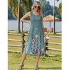 Zeagoo Women Beach Summer Midi Dress 2026 Sleeveless Casual Beachy Sundress Button Down Loose Tank Dresses with Pockets(Floral Gray Green)