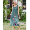 Zeagoo Women Beach Summer Midi Dress 2026 Sleeveless Casual Beachy Sundress Button Down Loose Tank Dresses with Pockets(Floral Gray Green)