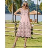 Zeagoo Women Beach Summer Midi Dress 2026 Sleeveless Casual Beachy Sundress Button Down Loose Tank Dresses with Pockets(Floral Pink)
