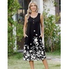 Zeagoo Women Beach Summer Midi Dress 2026 Sleeveless Casual Beachy Sundress Button Down Loose Tank Dresses with Pockets(Flowers-black)