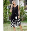 Zeagoo Women Beach Summer Midi Dress 2026 Sleeveless Casual Beachy Sundress Button Down Loose Tank Dresses with Pockets(Flowers-black)