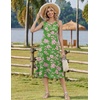 Zeagoo Women Beach Summer Midi Dress 2026 Sleeveless Casual Beachy Sundress Button Down Loose Tank Dresses with Pockets(Green Pink)