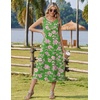 Zeagoo Women Beach Summer Midi Dress 2026 Sleeveless Casual Beachy Sundress Button Down Loose Tank Dresses with Pockets(Green Pink)