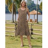 Zeagoo Women Beach Summer Midi Dress 2026 Sleeveless Casual Beachy Sundress Button Down Loose Tank Dresses with Pockets(Leopard Print)