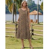 Zeagoo Women Beach Summer Midi Dress 2026 Sleeveless Casual Beachy Sundress Button Down Loose Tank Dresses with Pockets(Leopard Print)