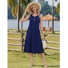 Zeagoo Women Beach Summer Midi Dress 2026 Sleeveless Casual Beachy Sundress Button Down Loose Tank Dresses with Pockets(Navy)