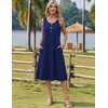 Zeagoo Women Beach Summer Midi Dress 2026 Sleeveless Casual Beachy Sundress Button Down Loose Tank Dresses with Pockets(Navy)