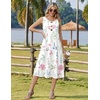 Zeagoo Women Beach Summer Midi Dress 2026 Sleeveless Casual Beachy Sundress Button Down Loose Tank Dresses with Pockets(Pink Flowers)