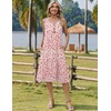 Zeagoo Women Beach Summer Midi Dress 2026 Sleeveless Casual Beachy Sundress Button Down Loose Tank Dresses with Pockets(Pink White)