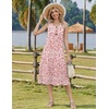 Zeagoo Women Beach Summer Midi Dress 2026 Sleeveless Casual Beachy Sundress Button Down Loose Tank Dresses with Pockets(Pink White)