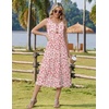 Zeagoo Women Beach Summer Midi Dress 2026 Sleeveless Casual Beachy Sundress Button Down Loose Tank Dresses with Pockets(Pink White)