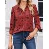 Zeagoo Women Blouses Chiffon Long Sleeve Button Down Shirts Business Tops(A-black Red Floral)