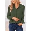 Zeagoo Women Blouses Chiffon Long Sleeve Button Down Shirts Business Tops(Army Green)