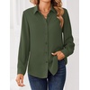 Zeagoo Women Blouses Chiffon Long Sleeve Button Down Shirts Business Tops(Army Green)