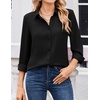 Zeagoo Women Blouses Chiffon Long Sleeve Button Down Shirts Business Tops(Black)