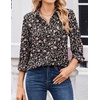 Zeagoo Women Blouses Chiffon Long Sleeve Button Down Shirts Business Tops(Black Floral)