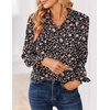 Zeagoo Women Blouses Chiffon Long Sleeve Button Down Shirts Business Tops(Black Floral)