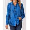 Zeagoo Women Blouses Chiffon Long Sleeve Button Down Shirts Business Tops(Blue Black)
