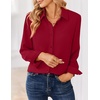 Zeagoo Women Blouses Chiffon Long Sleeve Button Down Shirts Business Tops(Dark Red)