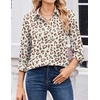 Zeagoo Women Blouses Chiffon Long Sleeve Button Down Shirts Business Tops(Leopard Apricot)