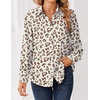 Zeagoo Women Blouses Chiffon Long Sleeve Button Down Shirts Business Tops(Leopard Apricot)