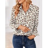 Zeagoo Women Blouses Chiffon Long Sleeve Button Down Shirts Business Tops(Leopard Apricot)