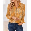 Zeagoo Women Blouses Chiffon Long Sleeve Button Down Shirts Business Tops(Mandala Pattern)