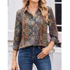Zeagoo Women Blouses Chiffon Long Sleeve Button Down Shirts Business Tops(Multicolor 721)