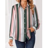 Zeagoo Women Blouses Chiffon Long Sleeve Button Down Shirts Business Tops(Multicolor Stripes)
