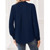 Zeagoo Women Blouses Chiffon Long Sleeve Button Down Shirts Business Tops(Navy Blue)
