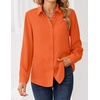 Zeagoo Women Blouses Chiffon Long Sleeve Button Down Shirts Business Tops(Orange)
