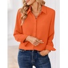 Zeagoo Women Blouses Chiffon Long Sleeve Button Down Shirts Business Tops(Orange)