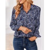 Zeagoo Women Blouses Chiffon Long Sleeve Button Down Shirts Business Tops(Paisley Navy)